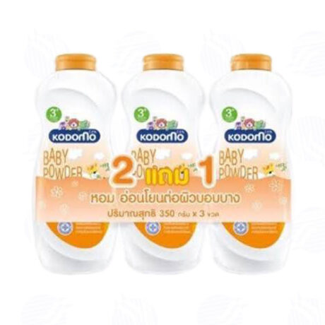 แป้งเด็กโคโดโม 350 กรัม สูตรเนเชอรัล ซอฟท์โพรเทคชั่น สำหรับเด็กอายุ 3 ปีขึ้นไป แพ็ค 3