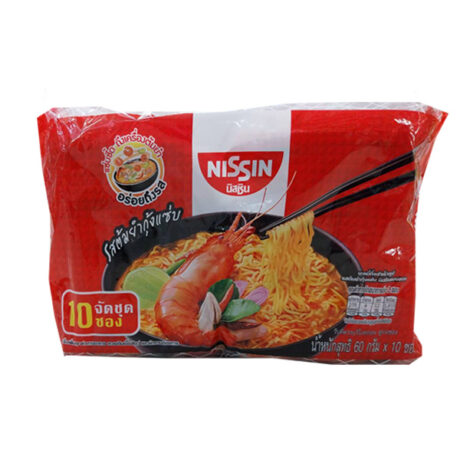 นิสชิน รสต้มยำกุ้งแซ่บ ขนาด 60 กรัม แพ็ค 10 ซอง