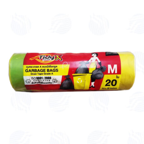 ถุงขยะไทดี้ แบบมีเชือกรูด ไซด์ m 24*28 นิ้ว