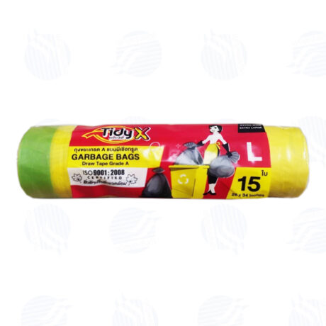 ถุงขยะไทดี้ แบบมีเชือกรูด ไซด์ L 26*34 นิ้ว